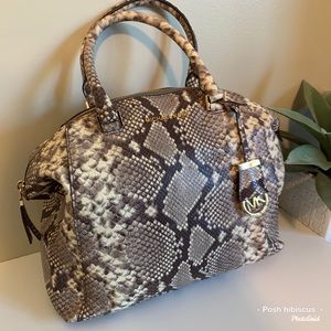 Michael Kors Large Riley Snakeskin Satchel